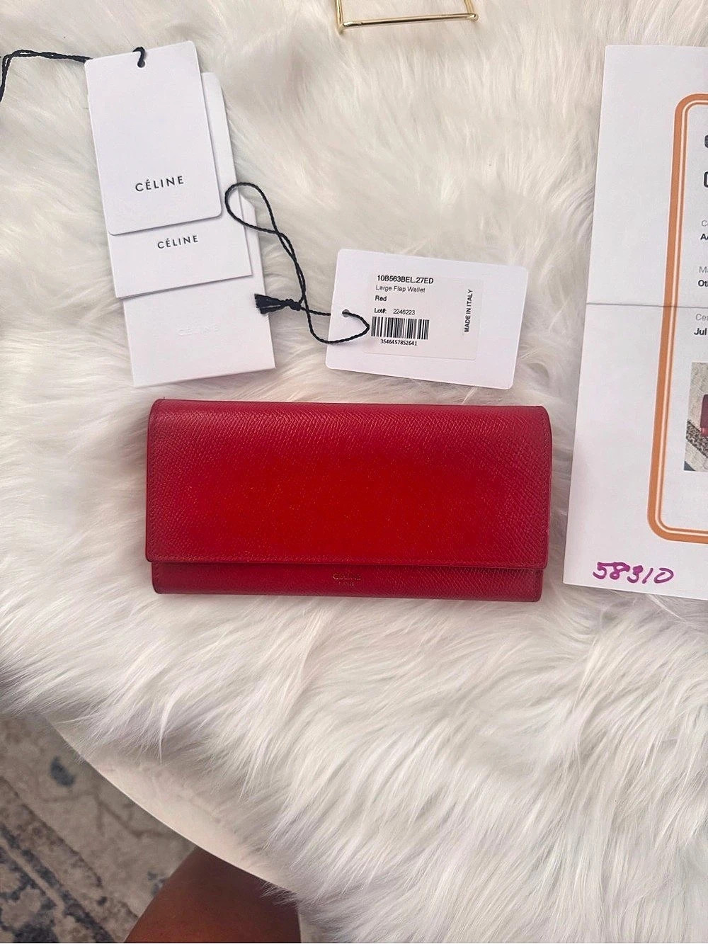 Celine Large Flap Wallet in Red